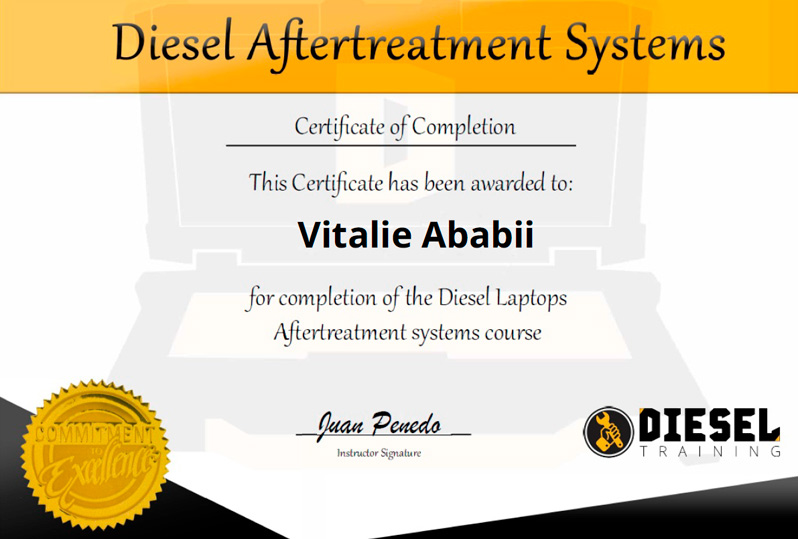 Disel Aftertreatment Syetem Certificate